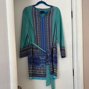 The Limited Teal & Blue Printed Mini Dress